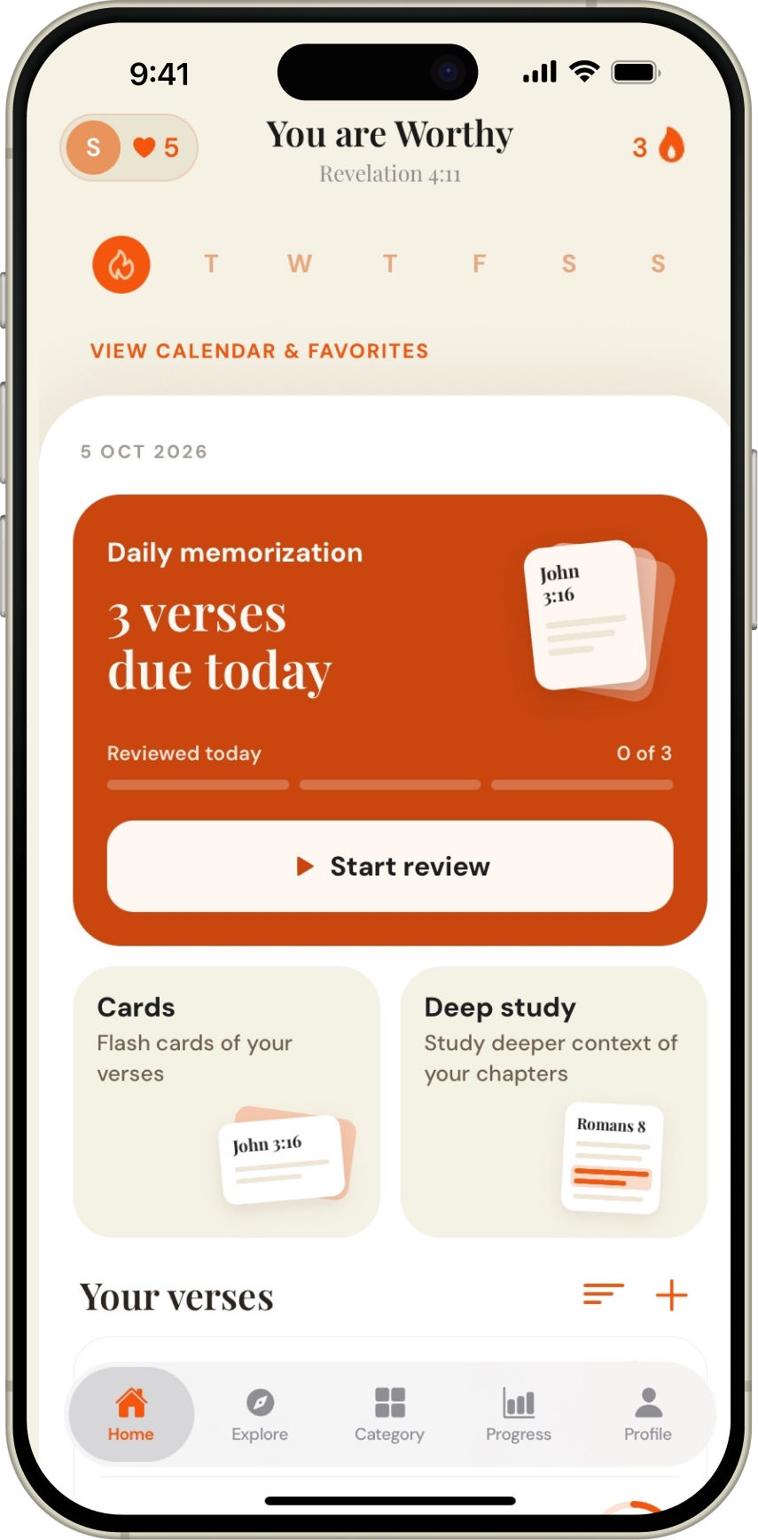 Noah Bible Memory app home screen